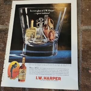 Vintage Liquor Magazine Ad GOURMET magazine 1963 McM I.W. Harper Art Bourbon